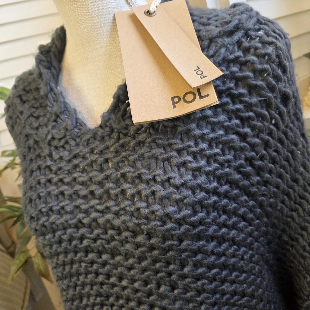POL Women's Charcoal V-Neck Sweater - Picture 4 of 6